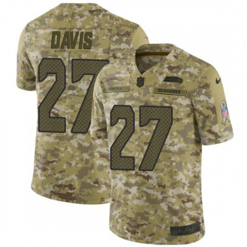 Seattle Seahawks #27 Mike Davis Camo Men's Stitched Limited 2018 Salute To Service Jersey Men's