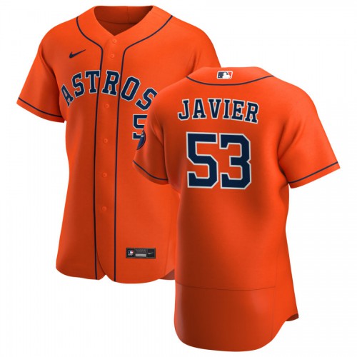Houston Houston Astros #53 Cristian Javier Men's Orange Alternate 2020 Authentic Team Jersey Men's