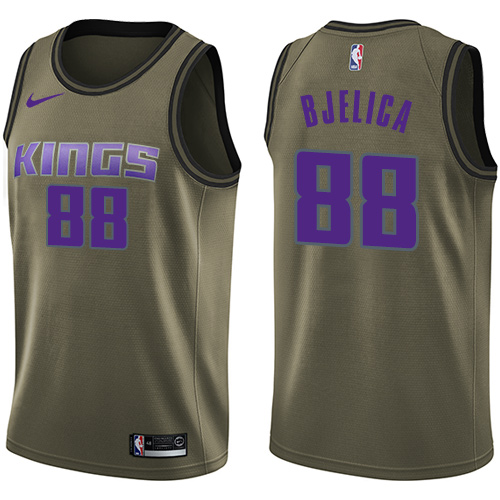 Sacramento Kings #88 Nemanja Bjelica Green Swingman Salute to Service Jersey Mens