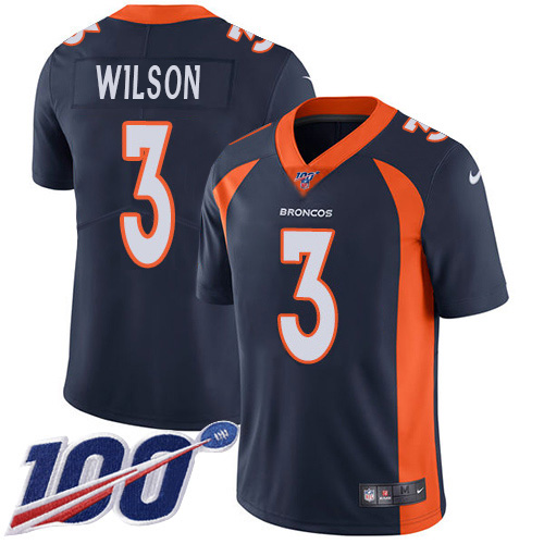 Broncos #3 Russell Wilson Navy Blue Alternate Men's Stitched 100th Season Vapor Untouchable Limited Jersey