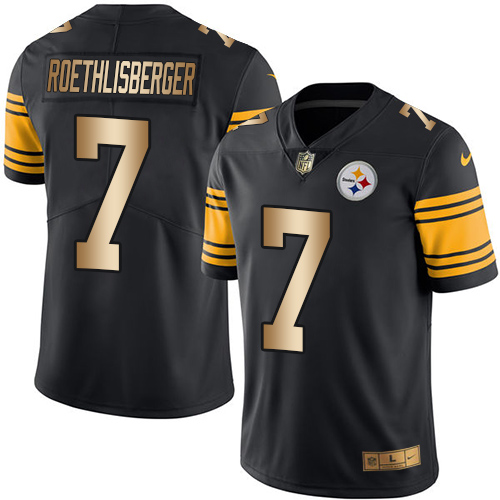 Pittsburgh Steelers #7 Ben Roethlisberger Black Men's Stitched Limited Gold Rush Jersey Men's