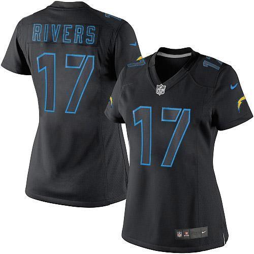 Los Angeles Chargers #17 Philip Rivers Black Impact Women's Stitched Limited Jersey Womens