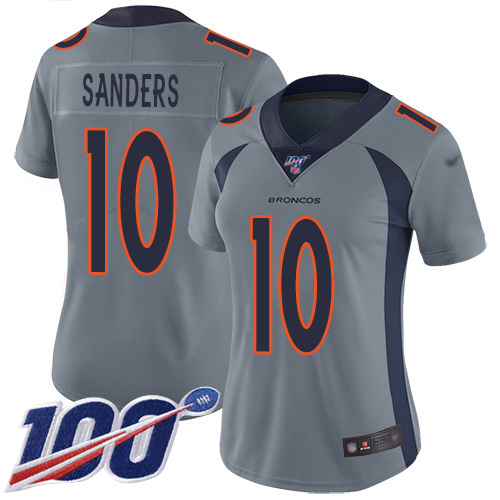 Denver Broncos #10 Emmanuel Sanders Gray Women's Stitched Limited Inverted Legend 100th Season Jersey Womens