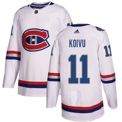 Adidas Montreal Canadiens #11 Saku Koivu White Authentic 2017 100 Classic Stitched Jersey Men's