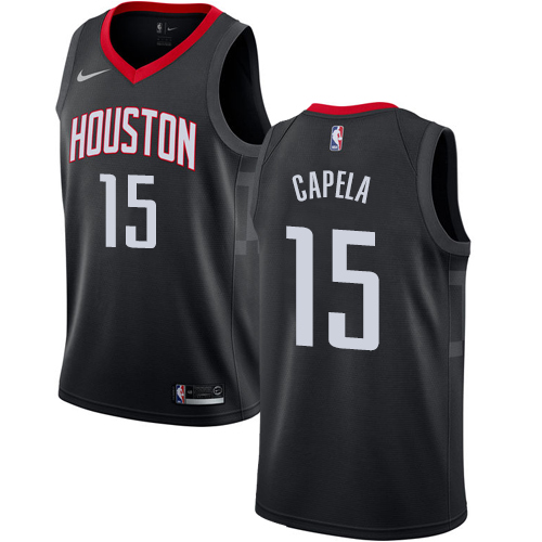 Houston Rockets #15 Clint Capela Black Swingman Statement Edition Jersey Mens