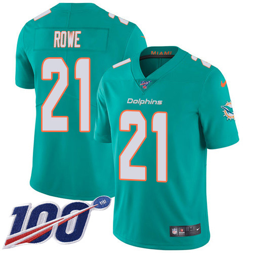 Miami Dolphins #21 Eric Rowe Aqua Green Team Color Youth Stitched 100th Season Vapor Untouchable Limited Jersey Youth