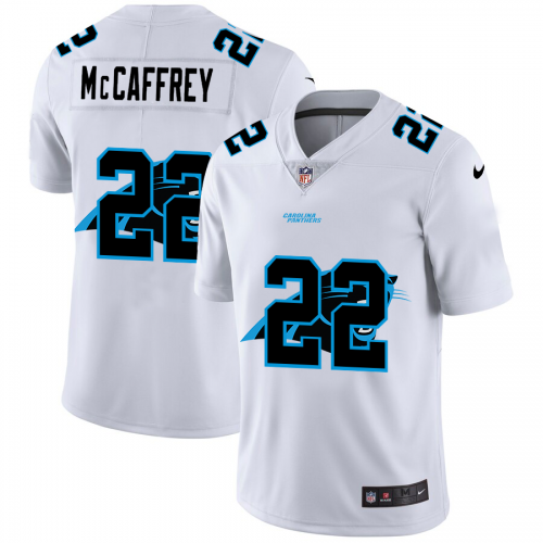 Carolina Carolina Panthers #22 Christian McCaffrey White Men's Team Logo Dual Overlap Limited Jersey Men's