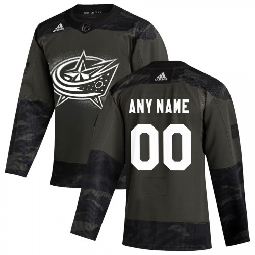 Columbus Blue Jackets Adidas 2019 Veterans Day Authentic Custom Practice Jersey Camo