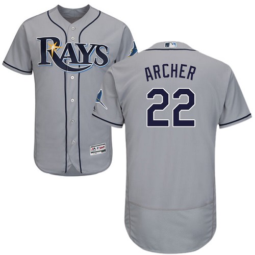 Tampa Bay Rays #22 Chris Archer Grey Flexbase Authentic Collection Stitched Jersey Men's