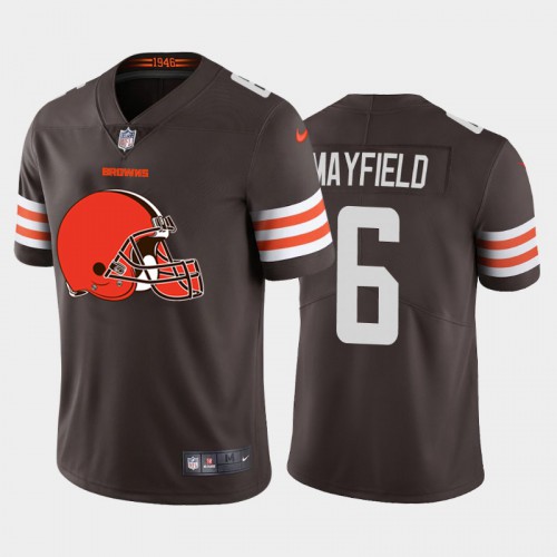 Cleveland Cleveland Browns #6 Baker Mayfield Brown Men's Big Team Logo Vapor Limited Jersey Men's