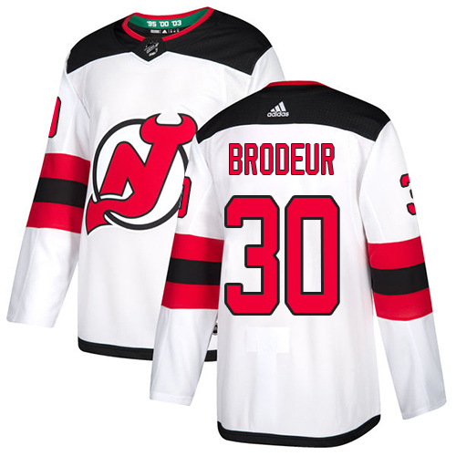Adidas New Jersey Devils #30 Martin Brodeur White Road Authentic Stitched Jersey Men's