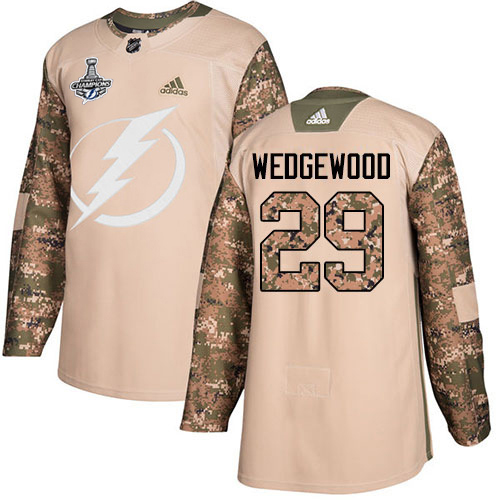 Adidas Tampa Bay Lightning #29 Scott Wedgewood Camo Authentic 2017 Veterans Day 2020 Stanley Cup Champions Stitched Jersey Men's