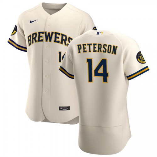 Milwaukee Milwaukee Brewers #14 Jace Peterson Men's Cream Home 2020 Authentic Player Jersey Men's