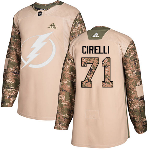 Adidas Tampa Bay Lightning #71 Anthony Cirelli Camo Authentic 2017 Veterans Day Stitched Jersey Men's