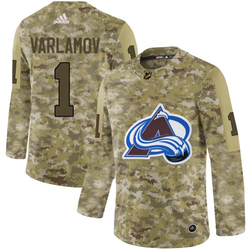 Adidas Colorado Avalanche #1 Semyon Varlamov Camo Authentic Stitched Jersey Men's