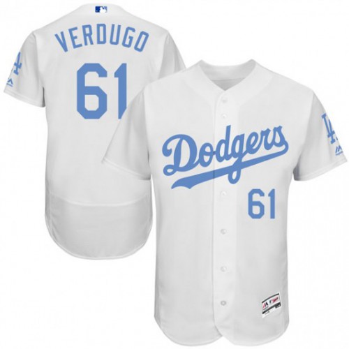 Los Angeles Dodgers #61 Alex Verdugo White Flexbase Authentic Collection Father's Day Stitched Jersey Men's