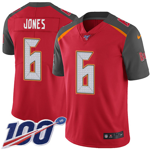 Buccaneers #6 Julio Jones Red Team Color Men's Stitched 100th Season Vapor Untouchable Limited Jersey