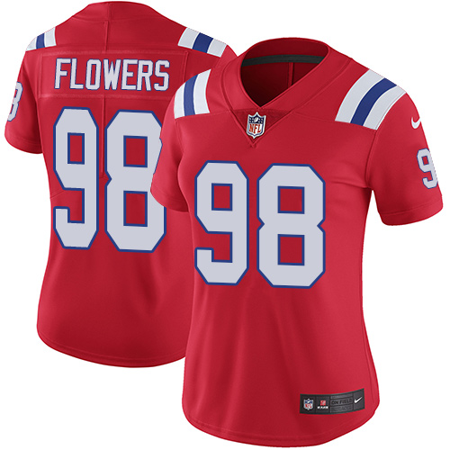 New England Patriots #98 Trey Flowers Red Alternate Women's Stitched Vapor Untouchable Limited Jersey Womens