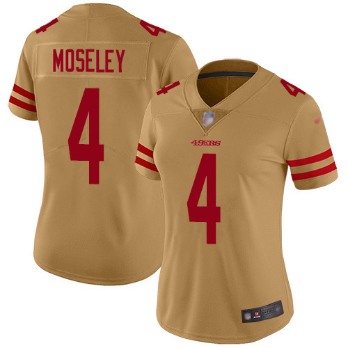 San Francisco 49ers #4 Emmanuel Moseley Gold Women's Stitched Limited Inverted Legend Jersey Womens