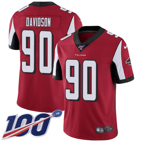 Atlanta Falcons #90 Marlon Davidson Red Team Color Men's Stitched 100th Season Vapor Untouchable Limited Jersey Men's