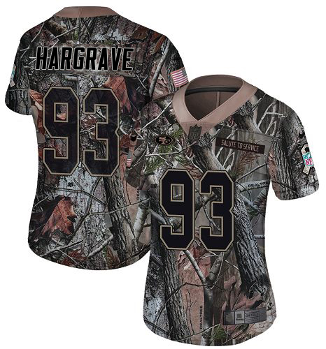 49ers #93 Javon Hargrave Camo Women's Stitched Limited Rush Realtree Jersey