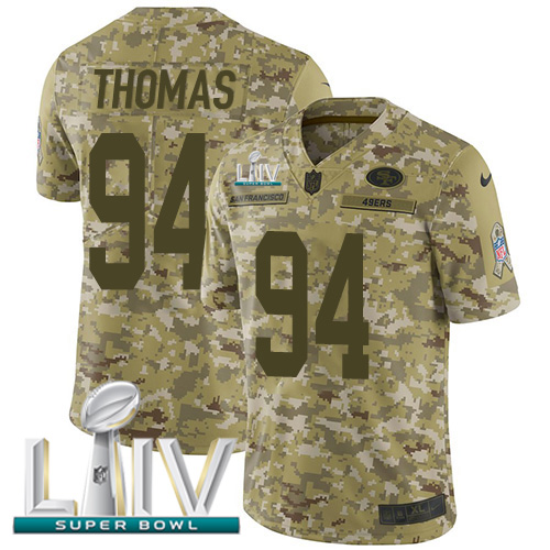 San Francisco 49ers #94 Solomon Thomas Camo Super Bowl LIV 2020 Men's Stitched Limited 2018 Salute To Service Jersey Men's