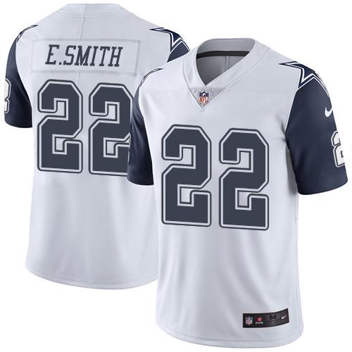 Cowboys #22 Emmitt Smith White Youth Stitched Limited Rush Jersey