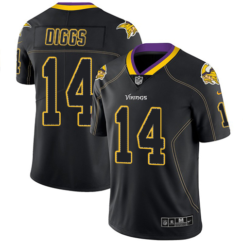 Minnesota Vikings #14 Stefon Diggs Lights Out Black Men's Stitched Limited Rush Jersey Men's