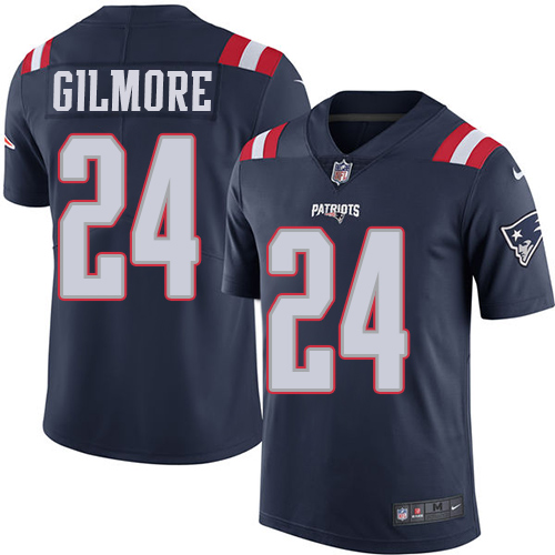 New England Patriots #24 Stephon Gilmore Navy Blue Men's Stitched Limited Rush Jersey Men's