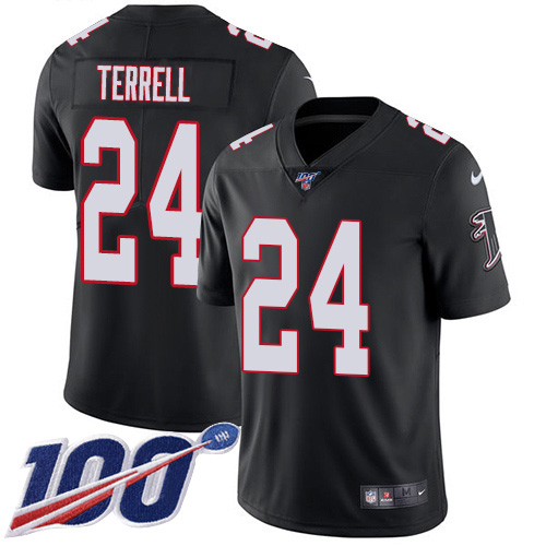 Atlanta Falcons #24 A.J. Terrell Black Alternate Youth Stitched 100th Season Vapor Untouchable Limited Jersey Youth