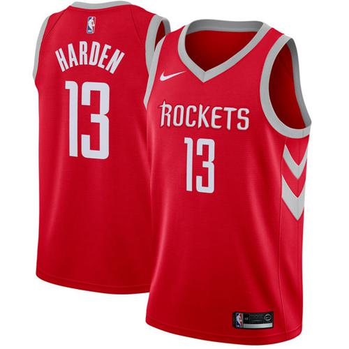 Houston Rockets #13 James Harden Red Swingman Icon Edition Jersey Mens