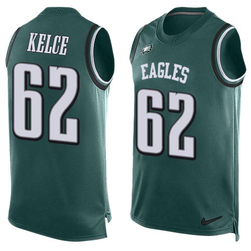 Eagles #62 Jason Kelce Midnight Green Team Color Men's Stitched Limited Tank Top Jersey