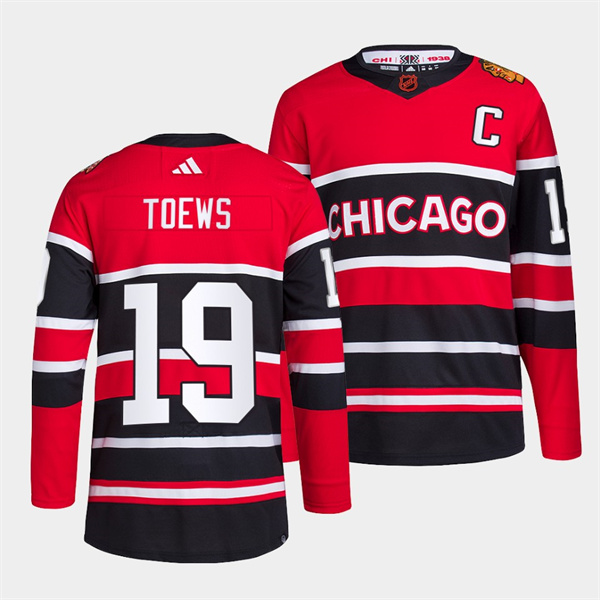 Chicago Blackhawks #19 Jonathan Toews Men's Adidas Reverse Retro 2.0 Authentic Player Jersey - Red