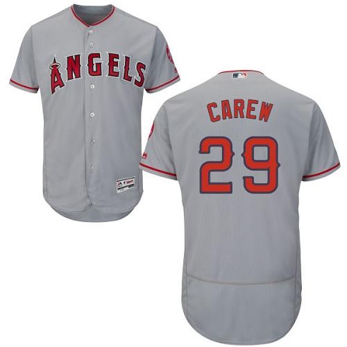 Los Angeles Angels of Anaheim #29 Rod Carew Grey Flexbase Authentic Collection Stitched Jersey Men's