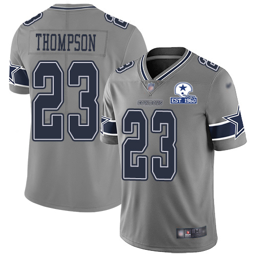 Dallas Cowboys #23 Darian Thompson Gray Men's Stitched With Established In 1960 Patch Limited Inverted Legend Jersey Men's
