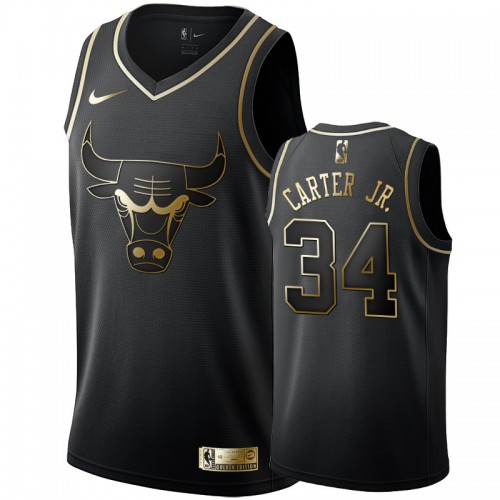 Chicago Bulls #34 Wendell Carter Jr. Mens Black Golden Edition Swingman Jersey Mens