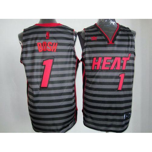 Miami Heat #1 Chris Bosh Black/Grey Groove Stitched Jersey Mens