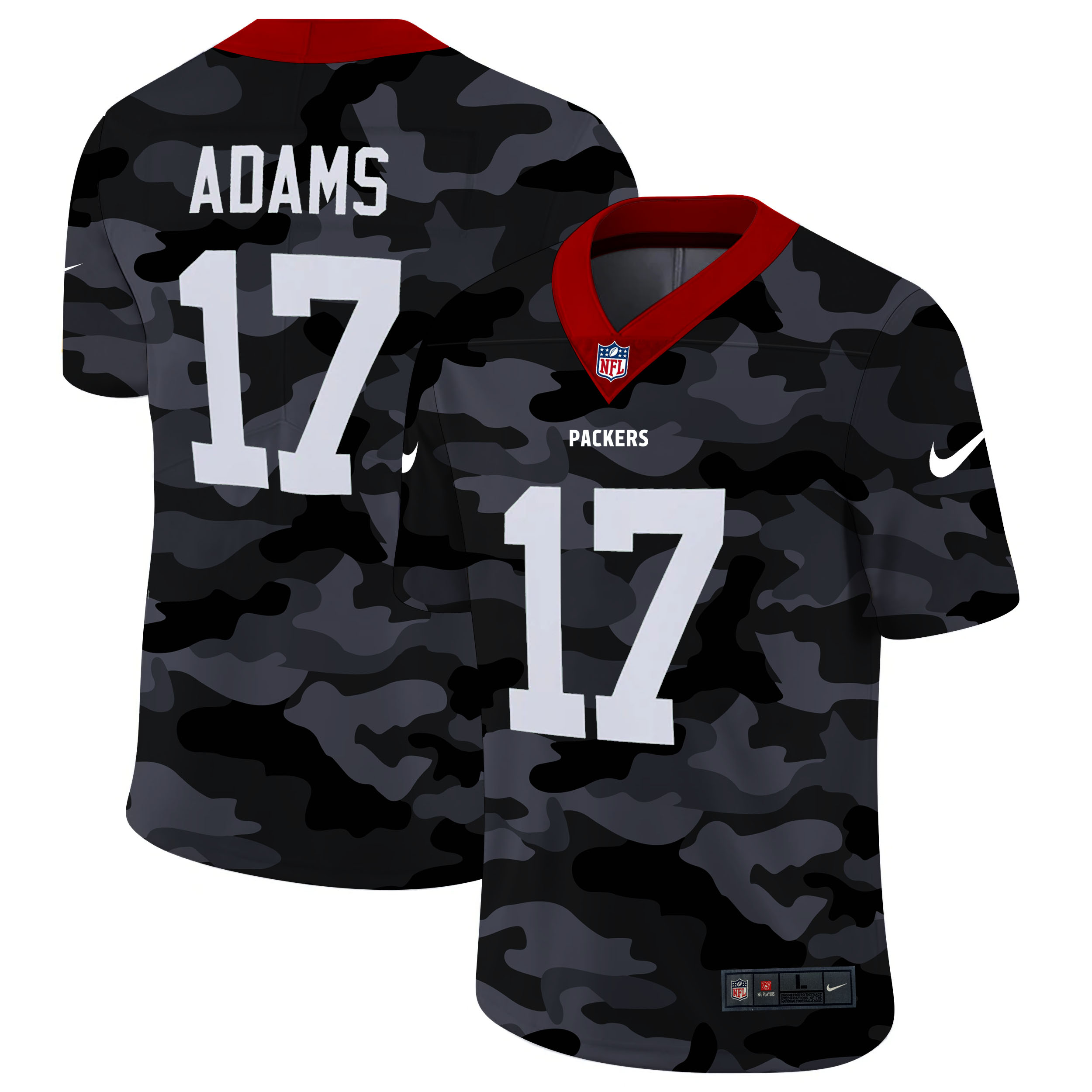 Green Bay Packers #17 Davante Adams Men's 2020 Black CAMO Vapor Untouchable Limited Stitched Jersey