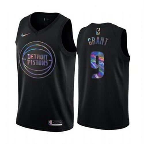 Detroit Pistons #9 Jerami Grant Mens Iridescent Holographic Collection Jersey - Black Mens