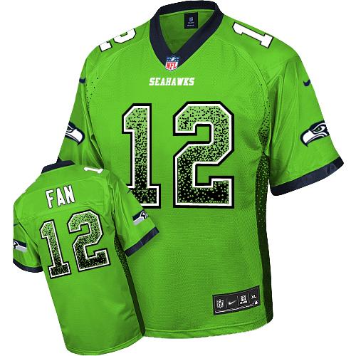 Seahawks #12 Fan Green Men's Stitched Elite Drift Fashion Jersey