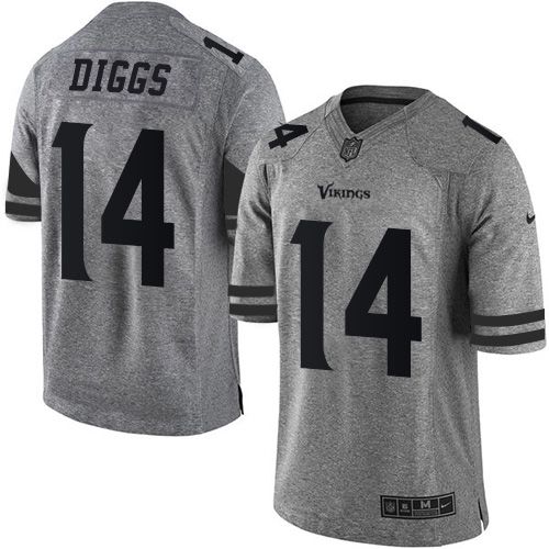Minnesota Vikings #14 Stefon Diggs Gray Men's Stitched Limited Gridiron Gray Jersey Men's