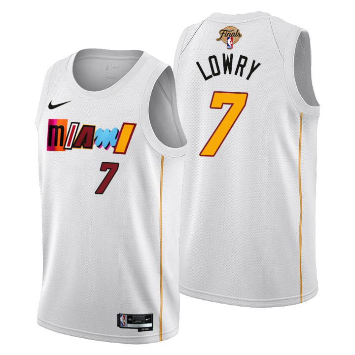 Heat #7 Kyle Lowry 2023 Finals Patch City Edition Jersey - Cherry Blossom White