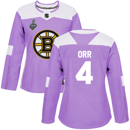 Adidas Boston Bruins #4 Bobby Orr Purple Authentic Fights Cancer Stanley Cup Final Bound Women's Stitched Jersey Womens