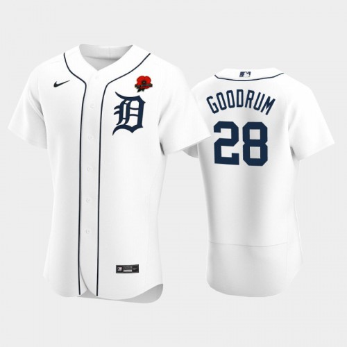 Detroit Detroit Tigers #28 Niko Goodrum Men's Authentic 2021 Memorial Day Jersey - White Men's
