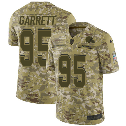 Browns #95 Myles Garrett Camo Youth Stitched Limited 2018 Salute To Service Jersey