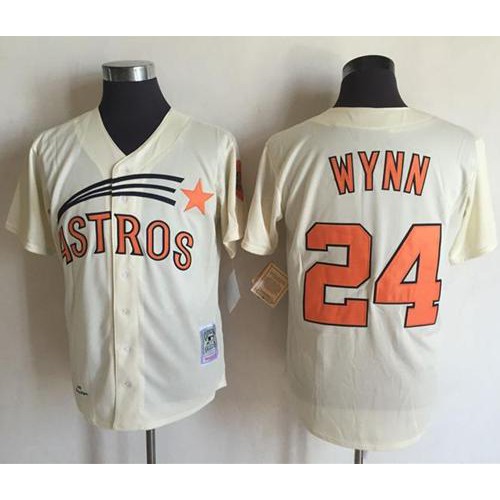 Mitchell And Ness 1971 Houston Astros #24 Jimmy Wynn Cream Throwback Stitched Jersey Men's