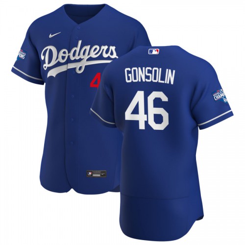 Los Angeles Los Angeles Dodgers #46 Tony Gonsolin Men's Royal Alternate 2020 World Series Champions Authentic Player Jersey Men's