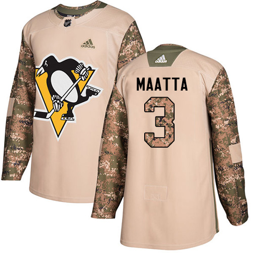Adidas Pittsburgh Penguins #3 Olli Maatta Camo Authentic 2017 Veterans Day Stitched Jersey Men's