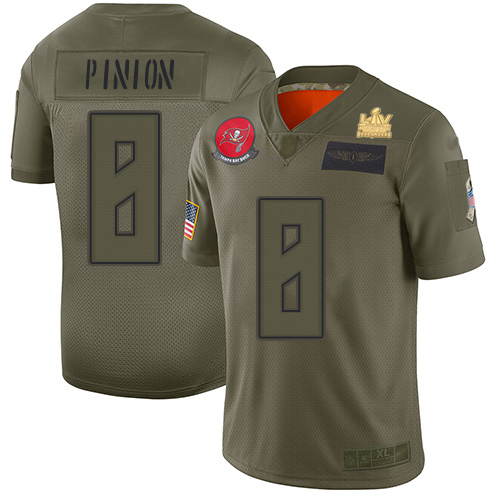 Tampa Bay Buccaneers #8 Bradley Pinion Camo Youth Super Bowl LV Champions Patch Stitched Limited 2019 Salute To Service Jersey Youth