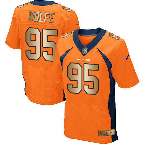 Denver Broncos #95 Derek Wolfe Orange Team Color Men's Stitched New Elite Gold Jersey Men's